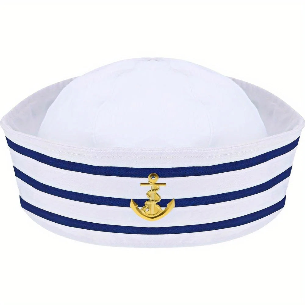 PESENAR Sailor hat Navy blue Yacht Blue Captain cap White sail cap for clothing accessories for adults