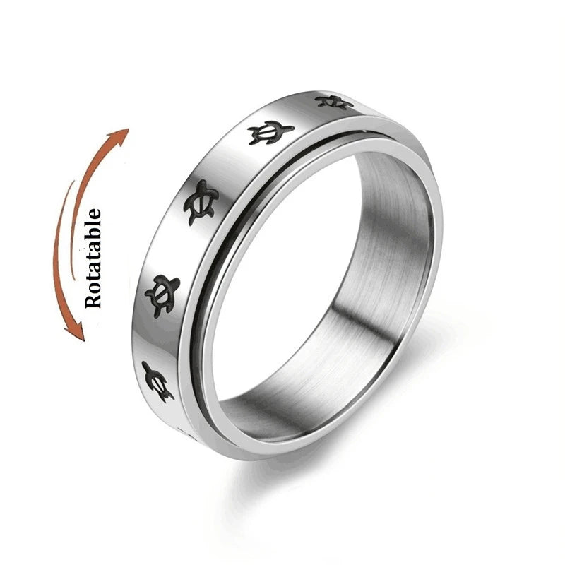 Silver Color Spinning Anxiety Rings for Men Women Star Moon Relaxing Ring 2025 Stainless Steel Anti Stress Rings Knuckle Jewelry