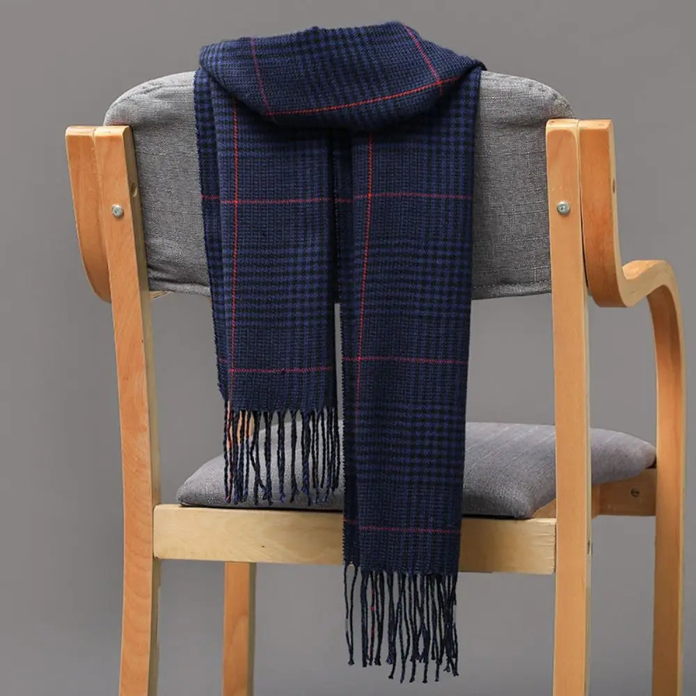 Winter Thick Warm Men's Scarf Cashmere Plaid Fringed Tassels Business Long Scarf Soft British Style Camping Hiking Scarf Shawl - Madeinsea©