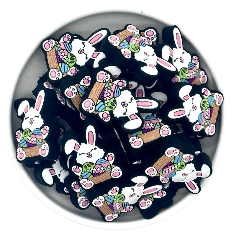 10/20PCS  Easter Series Silicone Focal Beads DIY Necklaces Jewelry Plastic Pen Beads Key Chain Car Decoration Chains Bag Chains