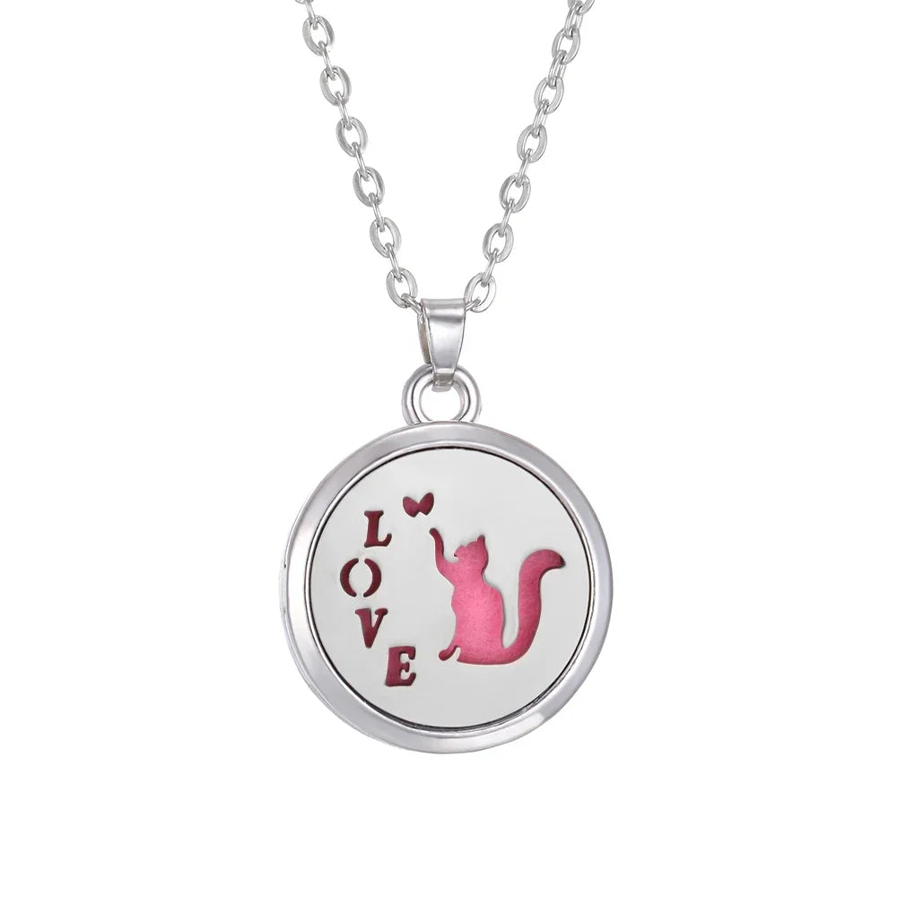 10pcs/lot Aromatherapy Stainless Steel Essential Oil Diffuser Necklace Open Magnetic Perfume Locket Pendant Necklaces for Women