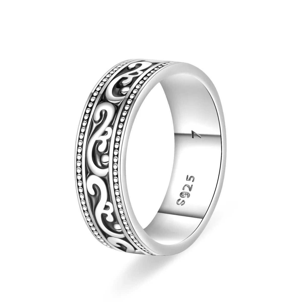 New Rings 925 Silver Plated Vintage Auspicious Cloud Evil Eye Heart Shaped Cutout Rings For Couple Fine Jewelry Anniversary Gift