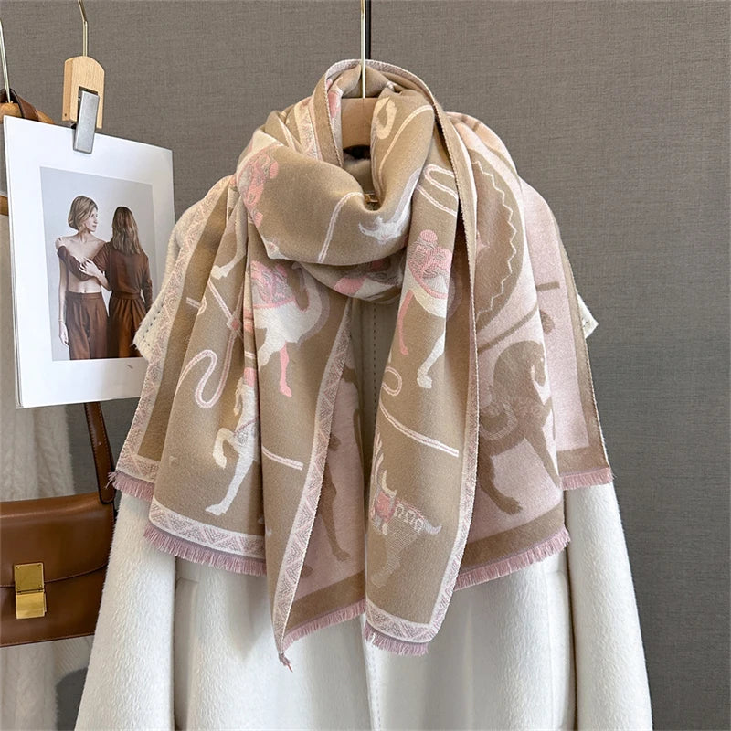 Cashmere Scarf for Women Thick Warm Winter Blanket Brand Female Luxury Quality Shawl Wrap Bufanda 2024 Poncho Echarpe Pashmina - Madeinsea©