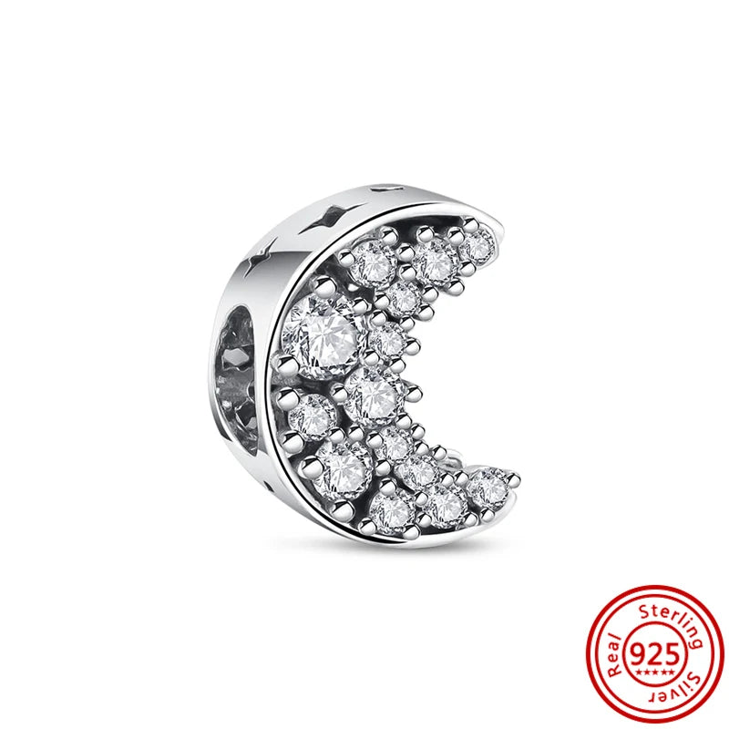 Authentic 100% 925 Sterling Silver Fit Original Pantaro Charms Bracelet Heart Round Style Simple Beads Women DIY Jewelry Making