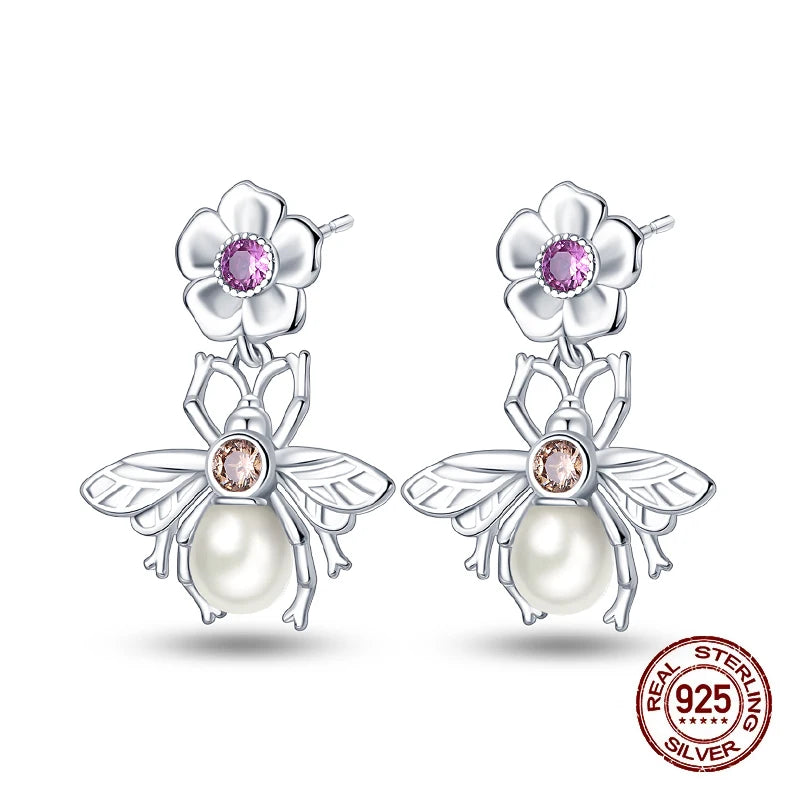 Classic Earrings 925 Silver Shining Pearl Hoop Earrings For Women Daily Wear Wedding Engagement Birthday Fine Party Jewelry Gift