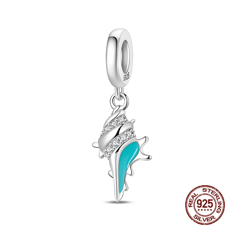 Summer 925 Sterling Silver Luminous Ocean Pendants Crab Whale Shark Charms Beads Fit 925 Original Bracelet Fine DIY Jewelry Gift