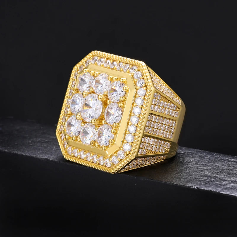 Moissanite Finger Rings Men Certificate Square Couple Ring For Women Luxury 925 Sterling Silver High Quality Hip Hop Jewelry