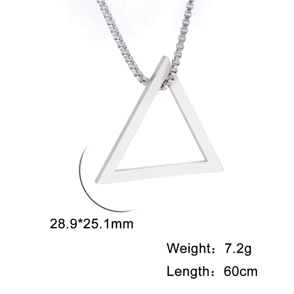Dreamtimes Inverted Triangle Pendant Necklace Geometric Stainless Steel Chain Streetwear Hip hop Guy Jewelry For Men Necklace