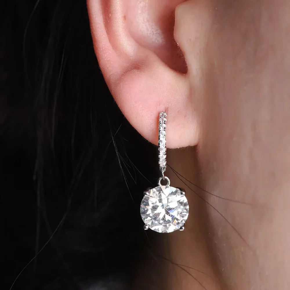 Serenity 10ct D Color Moissanite Drop Earrings for Women Wedding Bridal 100% 925 Sterling Silver Pendant Earrings Plated 18K GRA - Madeinsea©