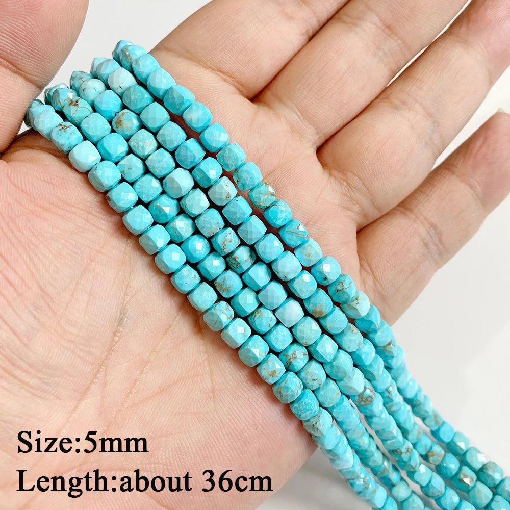 Wholesale Blue Turquoise Stone Beads Round Square Rondelle Irregular Loose Spacer Bead For Jewelry Making DIY Bracelet Necklace