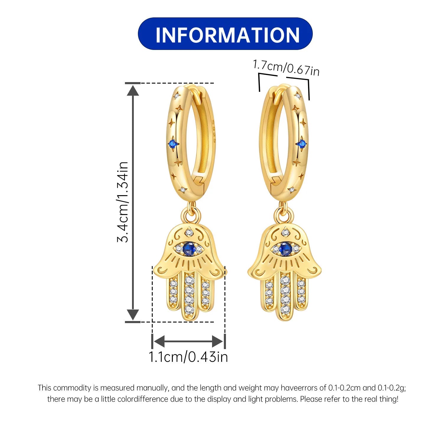 PANPOKI 925 Sterling Silver Golden Religious Symbol Drop Earrings Women Earrings Charm Fashion Versatile Party Jewelry Gifts