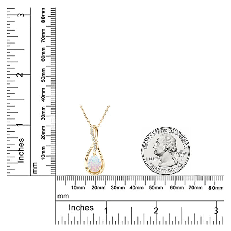 925 Sterling Silver Fashion Zircon Necklace 10x7mm Water Drop White Opal Ladies Pendant Necklace for Women Elegant Gemstone Gift