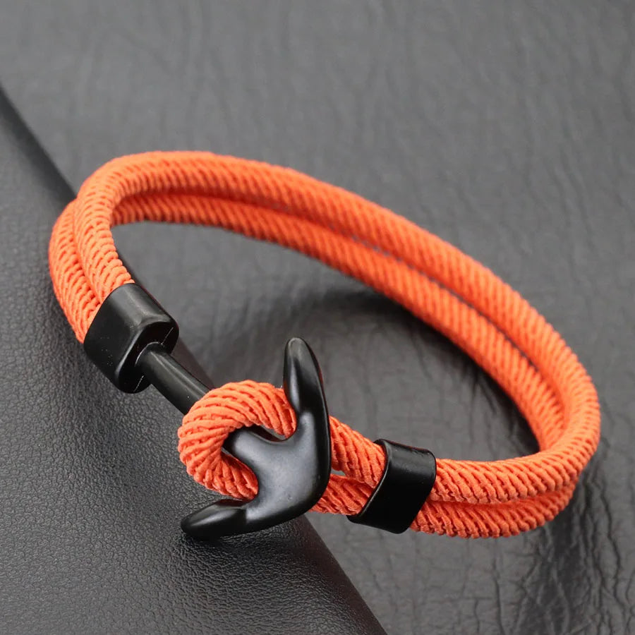 New Men Anchor Bracelet 2025 Handcrafted Nautical Wrap Rope Braslet Beach Surfing Casual Jewelry Lucky Red Thread Braclet Joias