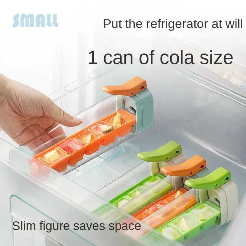 Ice Cube Mold and Trays Food-grade Ice Tray with Lid One Handed Deicing Pressing Ice Lattice Mold Spillproof Ice Cube Tray Maker