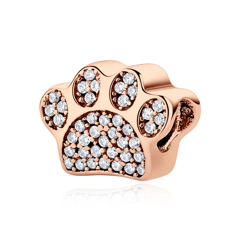 Original 925 Sterling Silver Charms Love Pets Dog Cat Paw Print Pendant Beads Fit Brand Bracelets Necklaces Women DIY Jewelry - Madeinsea©