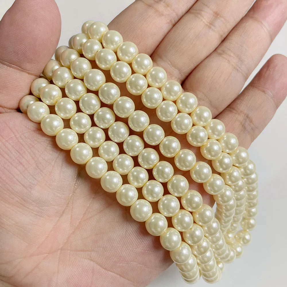 6/8/10MM Round Shell Pearl Bead Colorful Imitation Pearls Loose Spacer Beads For Jewelry Making Elegant Necklace Bracelet DIY