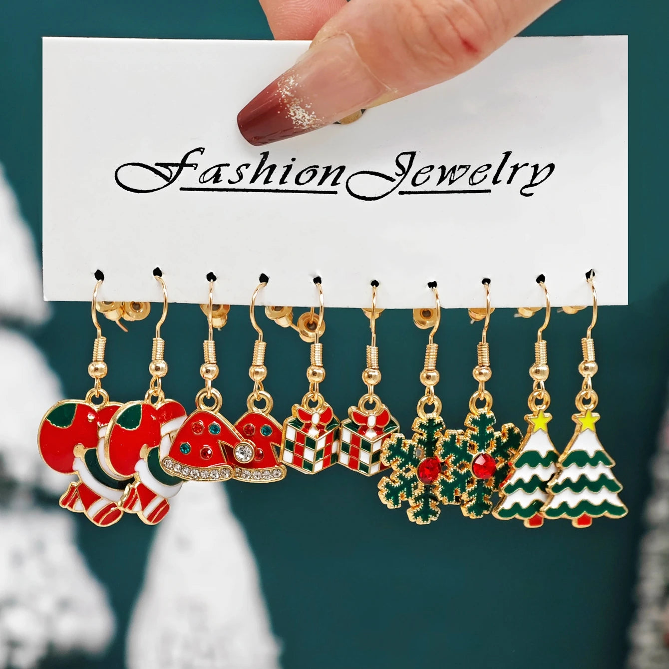 Christmas Alloy Drip Earrings Unique Reindeer Snowman Hat Snowflake Tree Women Accessories