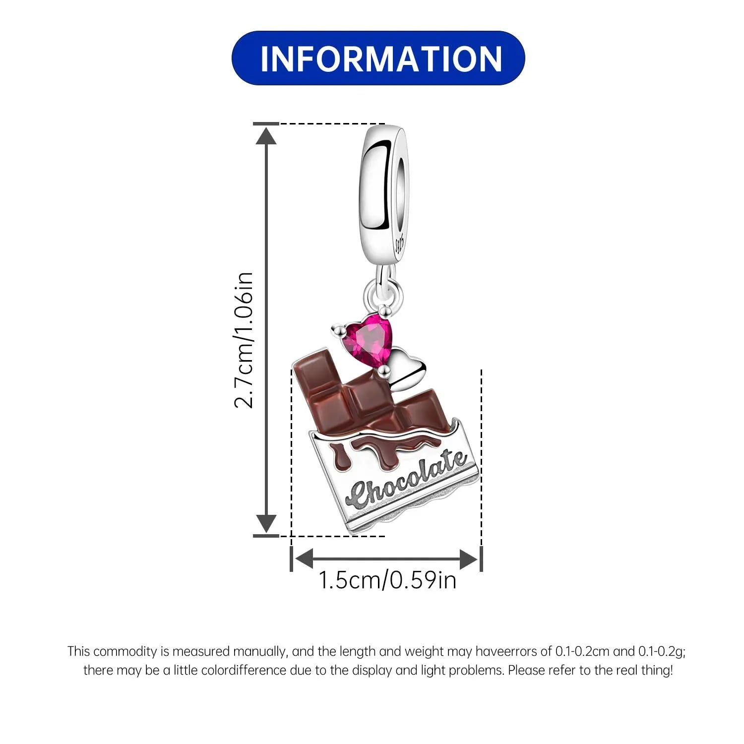 S925 Sterling Silver Heart Zircon Chocolate Coffee Pendant Charms Beads Fit Womans Bracelets Necklace DIY Party Gifts Jewelry
