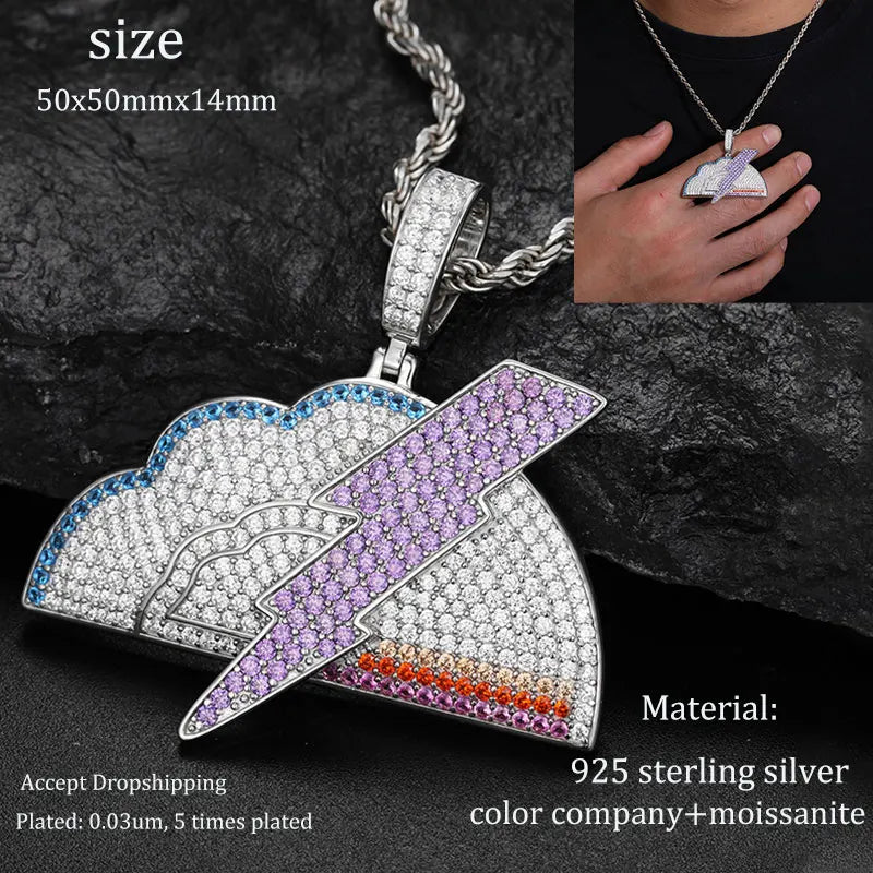 TUHE Unisex 925 Pipe Pendant Necklace Iced Out Moissanite Gold Silver Color Charm Hip Hop Fine Jewelry