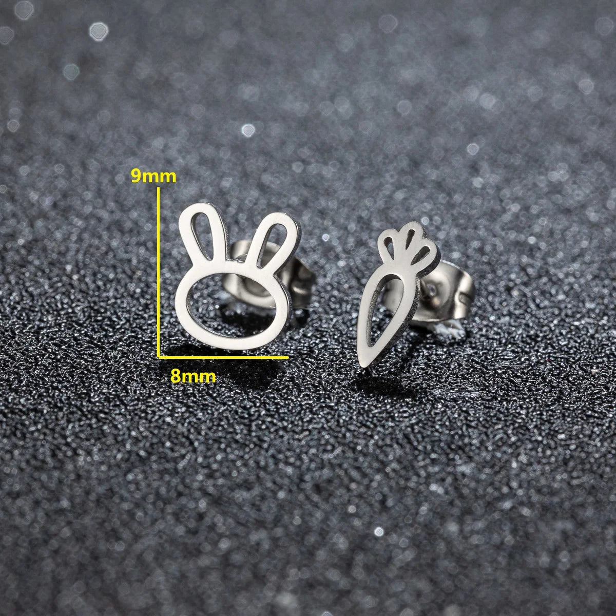 Cute Animal Paw Rabbit Carrot Stainless Steel Earrings Studs Woman Charms Trendy Jewelry Decoration Birthday Party Gift for Girl