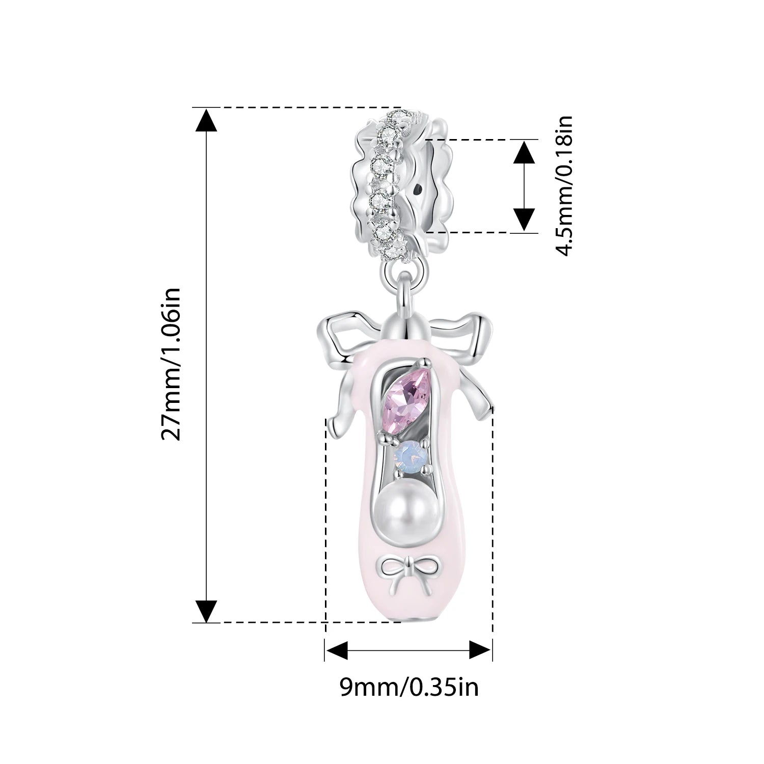 BAMOER 925 Silver Pink Party Series Pendant Transparent Bow Beads for Women Sweet Girl DIY Birthday Gift Jewelry Accessories
