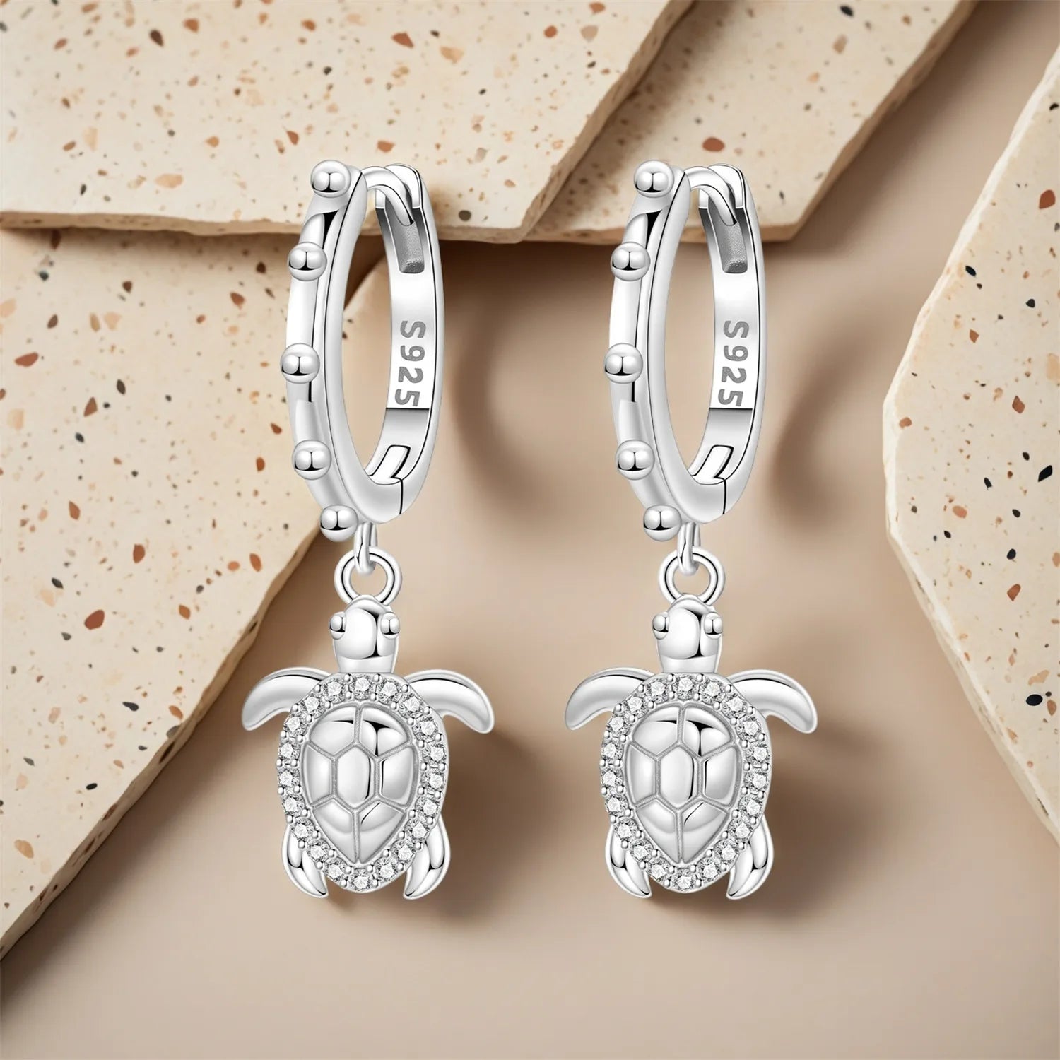PANPOKI 925 Sterling Silver Turtle Marine Animal Drop Earrings Women Earrings Charm Fashion Versatile Party Jewelry Gifts