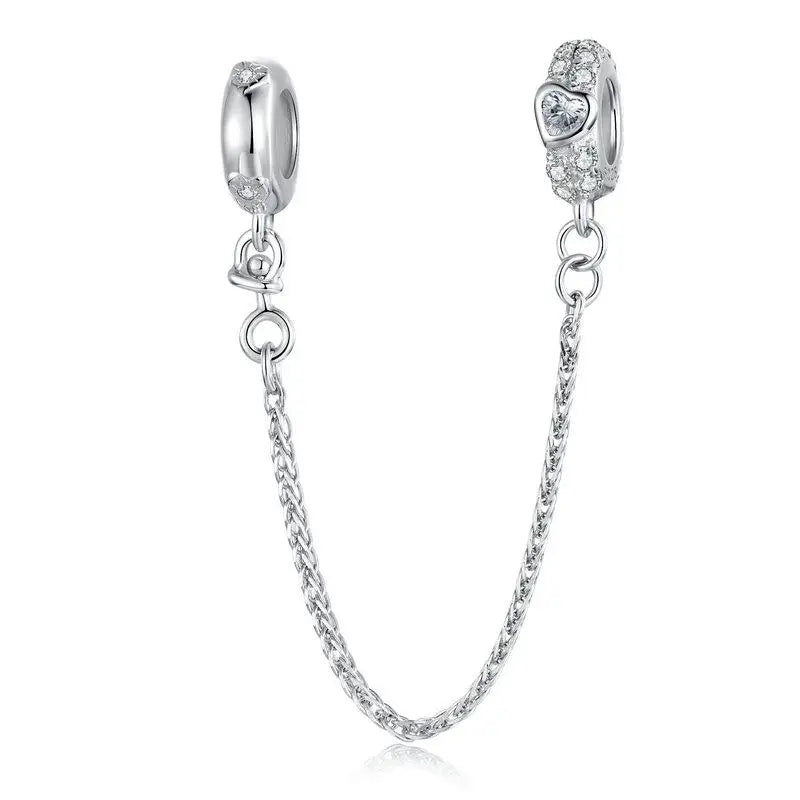 WOSTU Valentine Series 925 Silver Love Heart Charms Key Pendant Murano Glass Bead Fit Bracelet Jewelry Making Gift For Lover Her