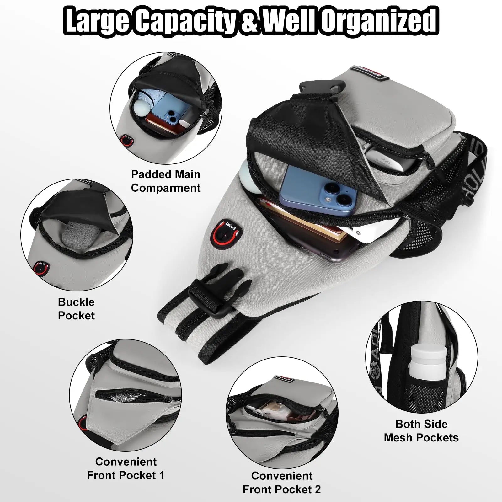 Geestock Convertible Backpack 2 in1 Small Sling Backpack for Women Crossbody Daily Bag Waterproof Chest Bag for Travel Hiking