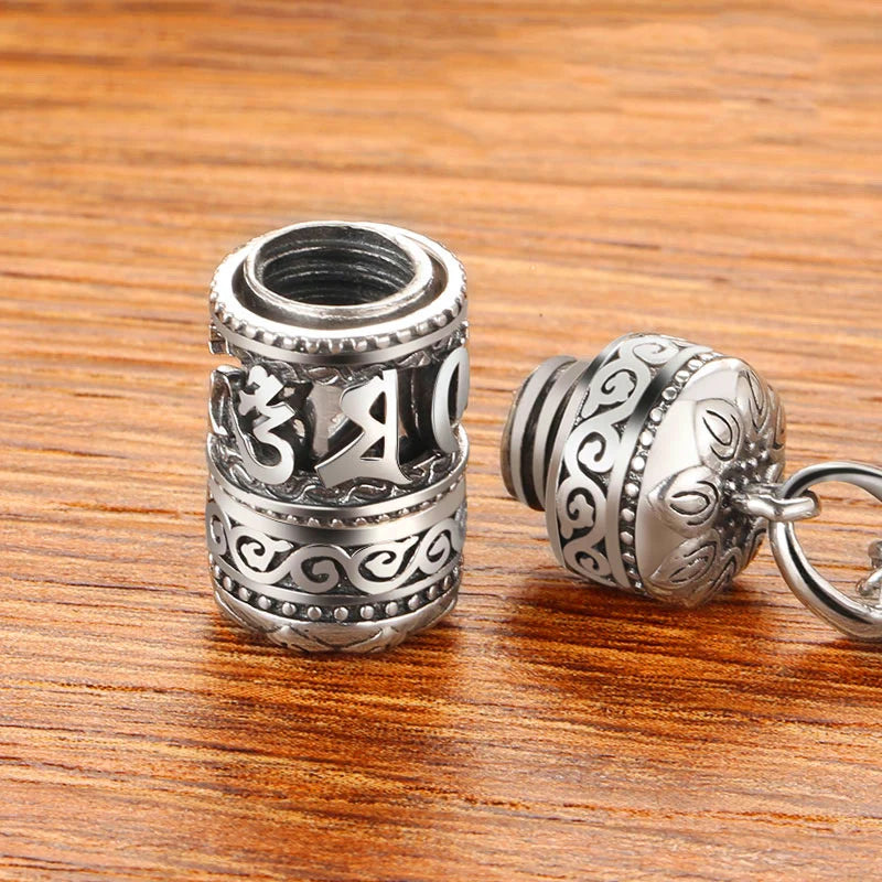 925 Silver Six Character True Word Pendant Can Open The Gawu Box Necklace for Men and Women Chinese Style Jewelry Rotatable