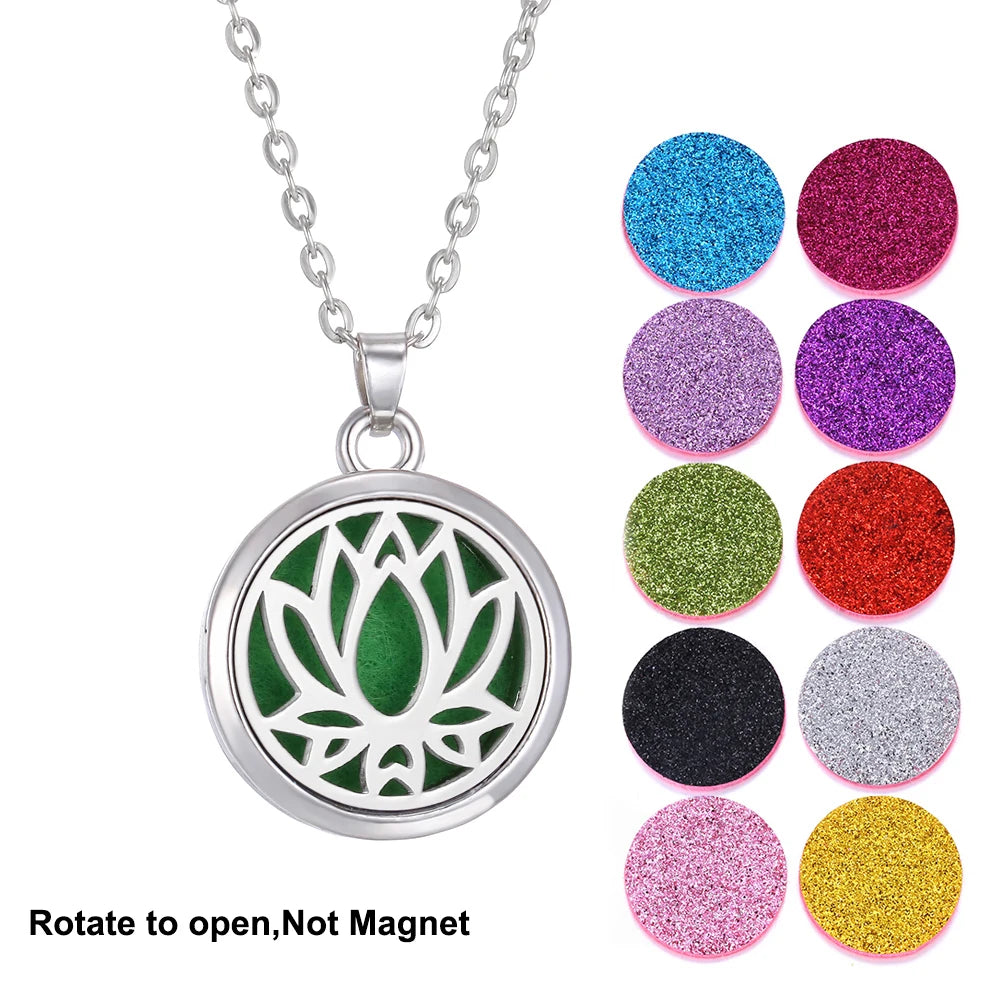 2023 New Aromatherapy Necklace Diffuser Pendant Aroma Jewelry Thread Rotate Open Locket Perfume Essential Oil Diffuser Necklace