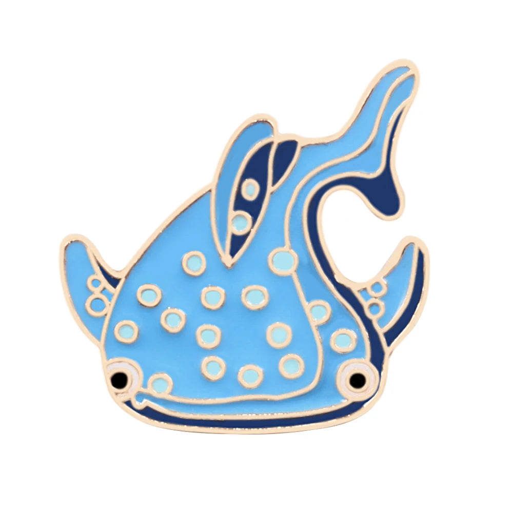 New Blue Marine Life Enamel Pins Cute Whale Dolphin Animal Brooches Women Men Lapel Pin Badges Jewelry Gift for Friend Wholesale