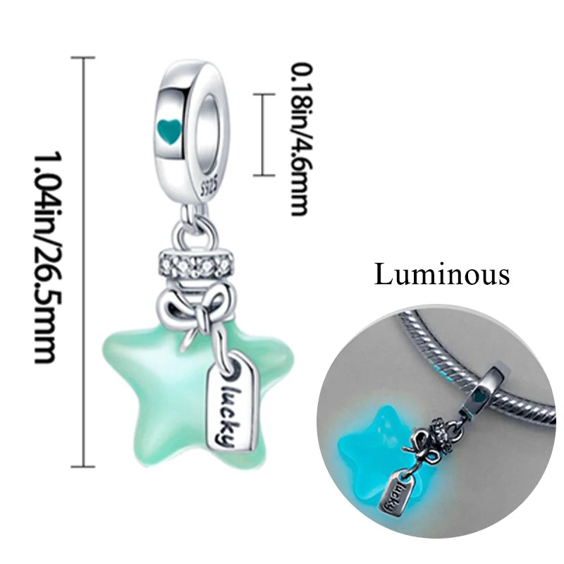 2024 neue 925 Sterling Silber Charms Glühwürmchen Sterne Glühende Leuchtende Charme Perlen für Original Anhänger Armbänder DIY Schmuck Geschenk