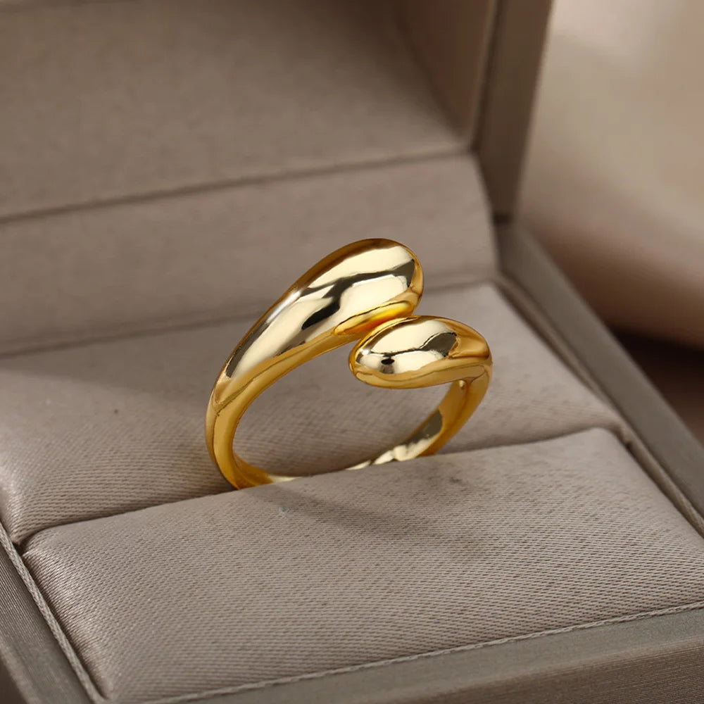 Stainless Steel Golden Colored Engagement Rings For Women - Madeinsea©