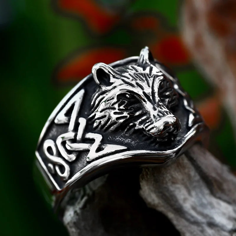 Beier 316L stainless steel Norse Viking Nordic Wolf Animal Men's Rings Punk Party High Quality Jewellery BR8-702