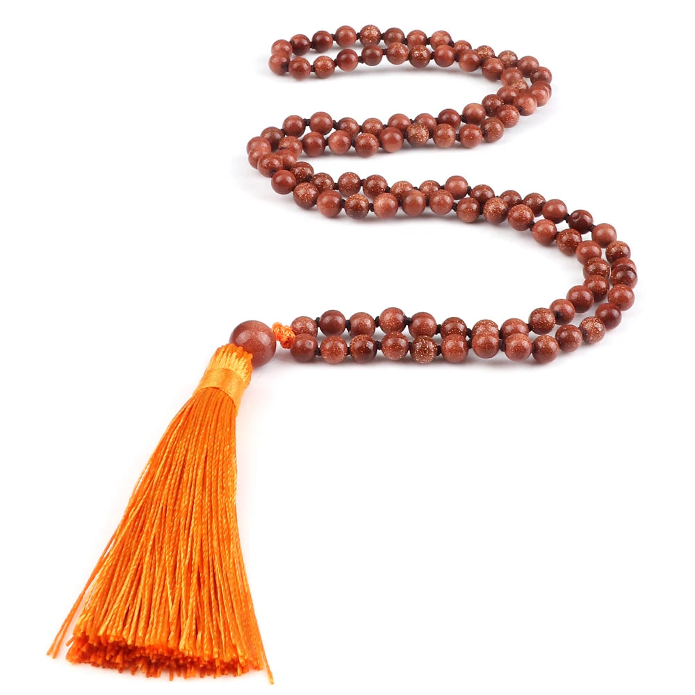 108 Beads Prayer Necklace Natural Green Stripe Onyx Stone Buddhist Buddha Meditation Bead Mala Necklace Women Men Jewelry Gifts
