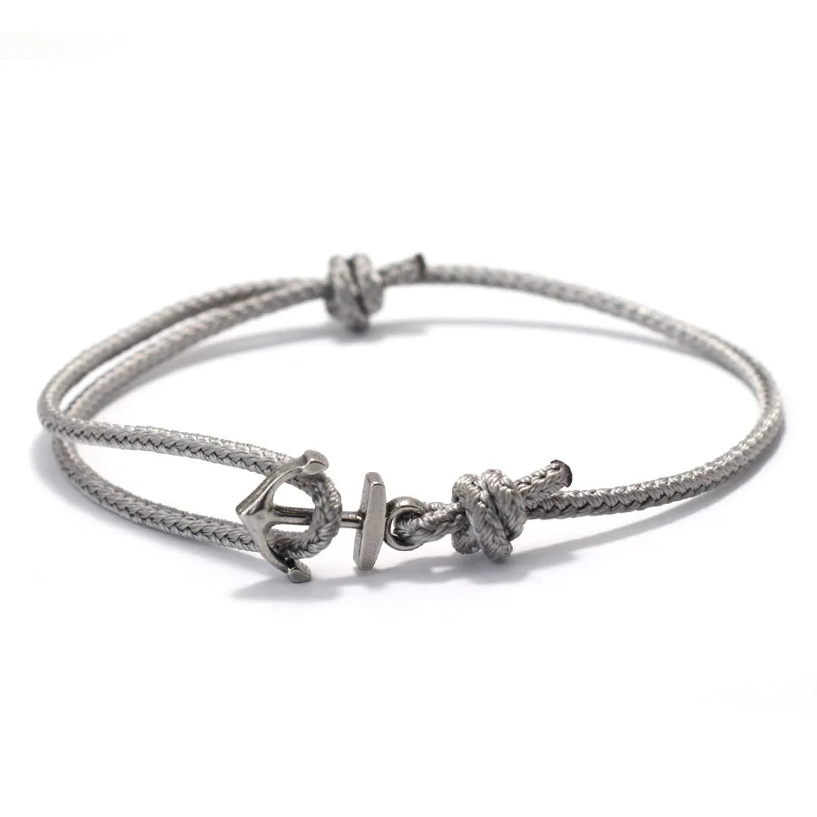 Grade A 2mm Thin String Lucky Red Bracelet Men Stainless Steel Beach Nautical Anchor Braslet Outdoor Sports Cycling Accessories
