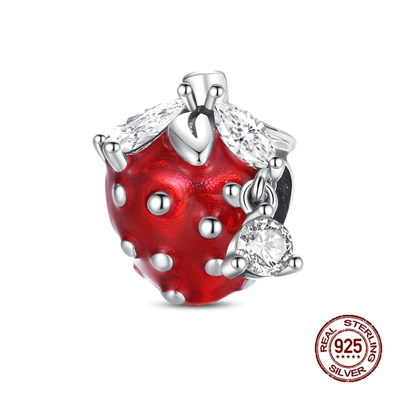 925 Silver Change Color Strawberry Cherry Avocado Fruit Series Charms Beads For 925 Original Bracelets DIY Birthday Jewelry Gift