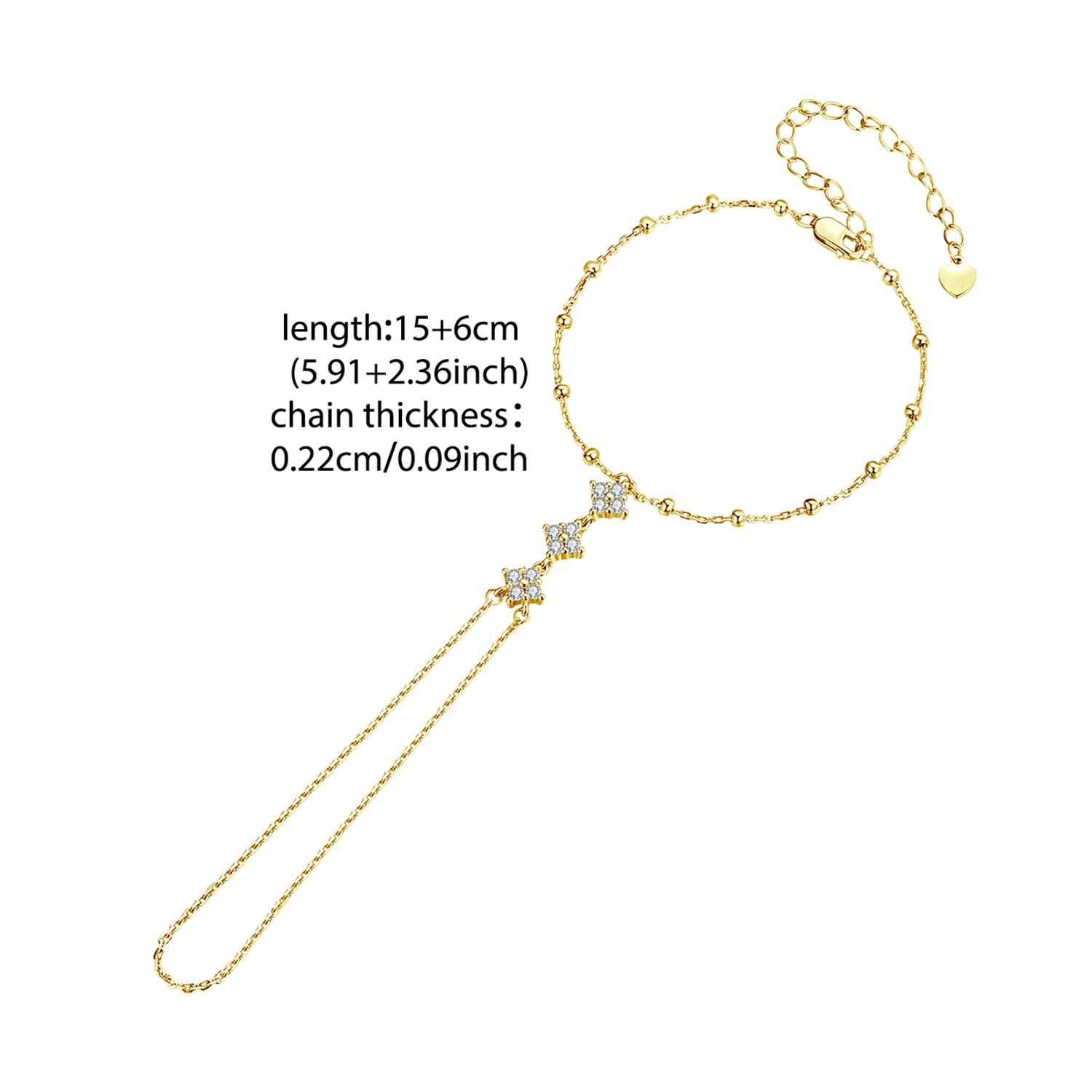 WOSTU 925 Sterling Silver Ring Chain Bracelet Star  White Gold Elegant Original for Women Adjustable Lucky Gift Fine Jewelry