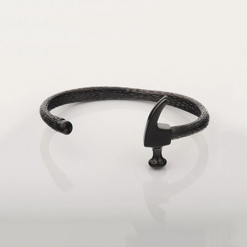 MKENDN 18K Gold Plated Horseshoe Cuff Bangle for Men Stainless Steel Feather Screw Design Fashion Hip Hop Jewelry Bracelet