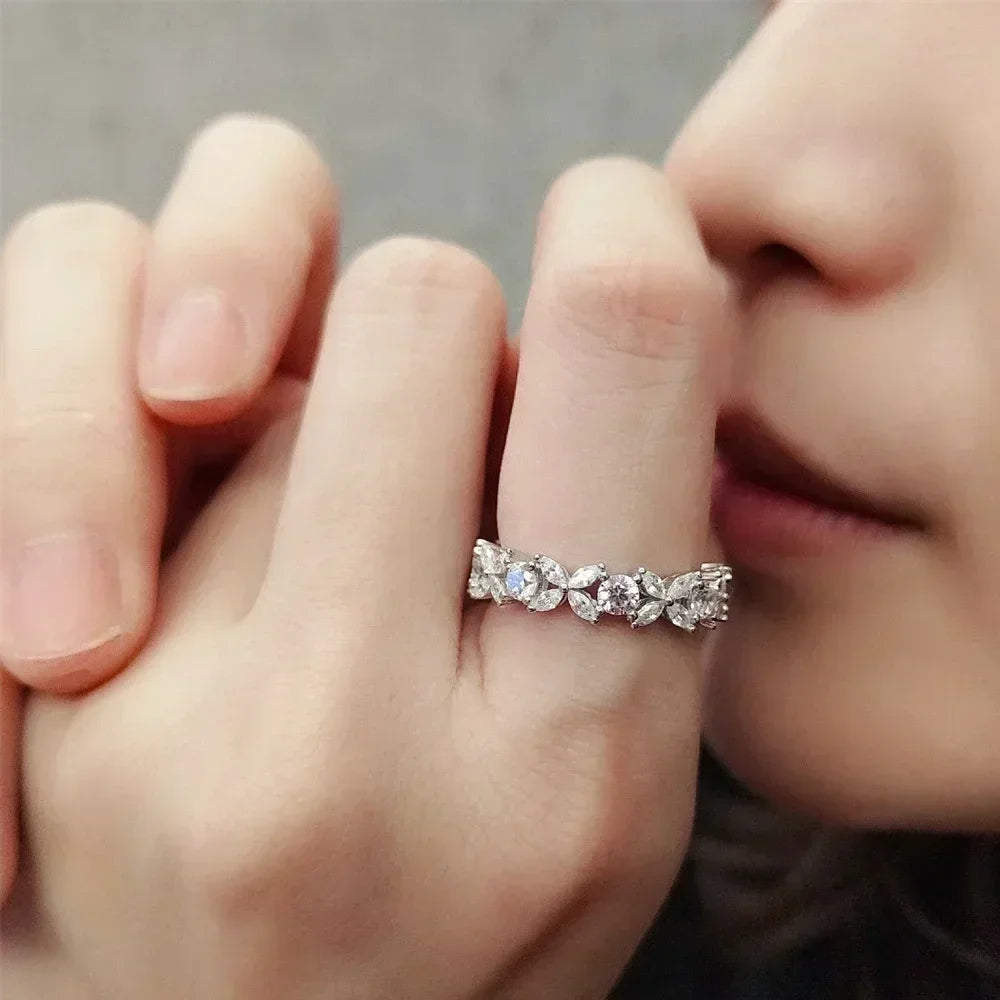 D Color Full Moissanite Ring for Women Butterfly 925 Sterling Silver Marquise Round Cut Diamond Eternity Wedding Band Jewelry - Madeinsea©