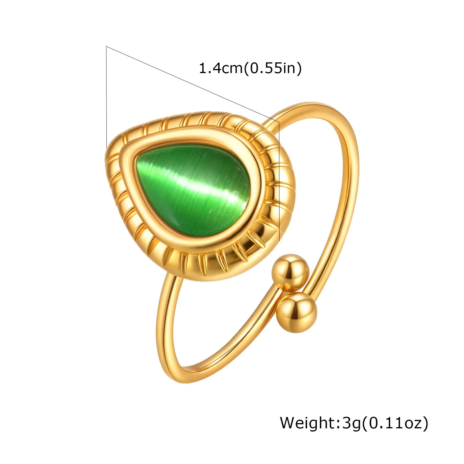Vnox Dainty Water Droplets Opal Rings For Women Stainless Steel Colored Stone Aesthetic Open Rings Waterproof Finger Jewelry