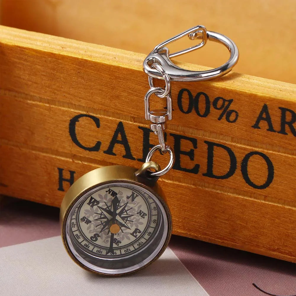Mini Compass Vintage Pocket Compass With Key Ring / Keychain