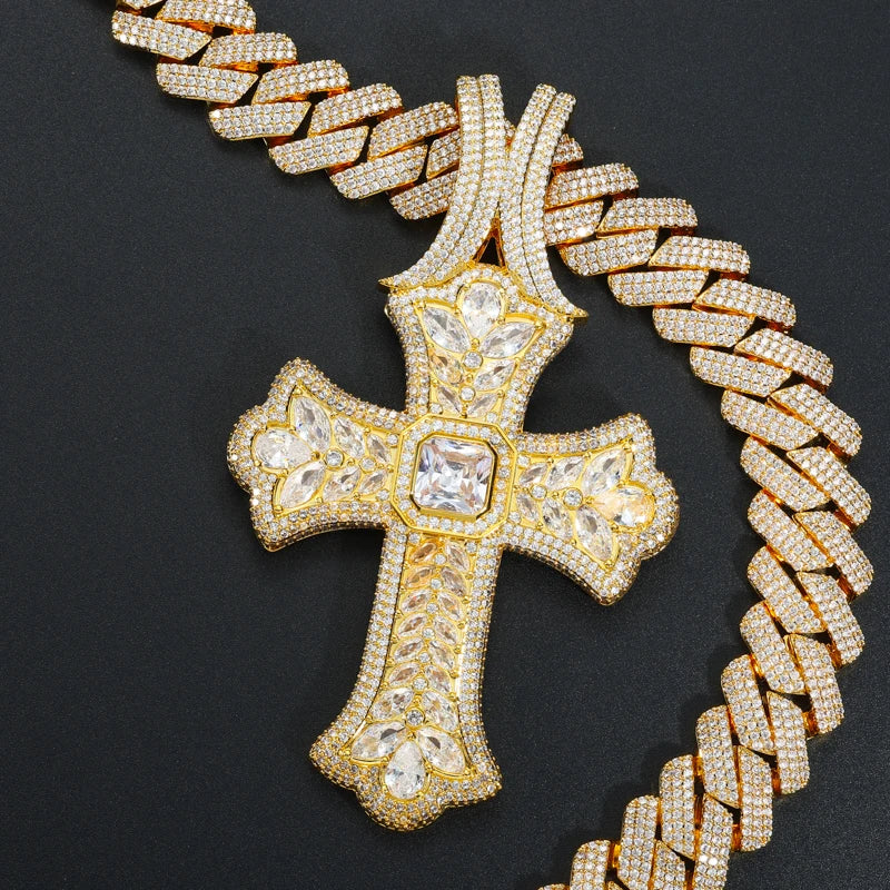 TUHE Unisex High Quality Classic Cross Pendant Mossanite Sterling Silver 925 Pendants For Men Women Hip Hop Jewelry