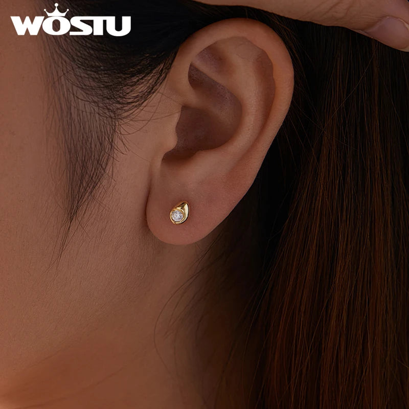 WOSTU Pear Style moissanite Stud Earrings For Women, 925 Sterling Silver 18K Gold Teardrop earrings Christmas Gift For her