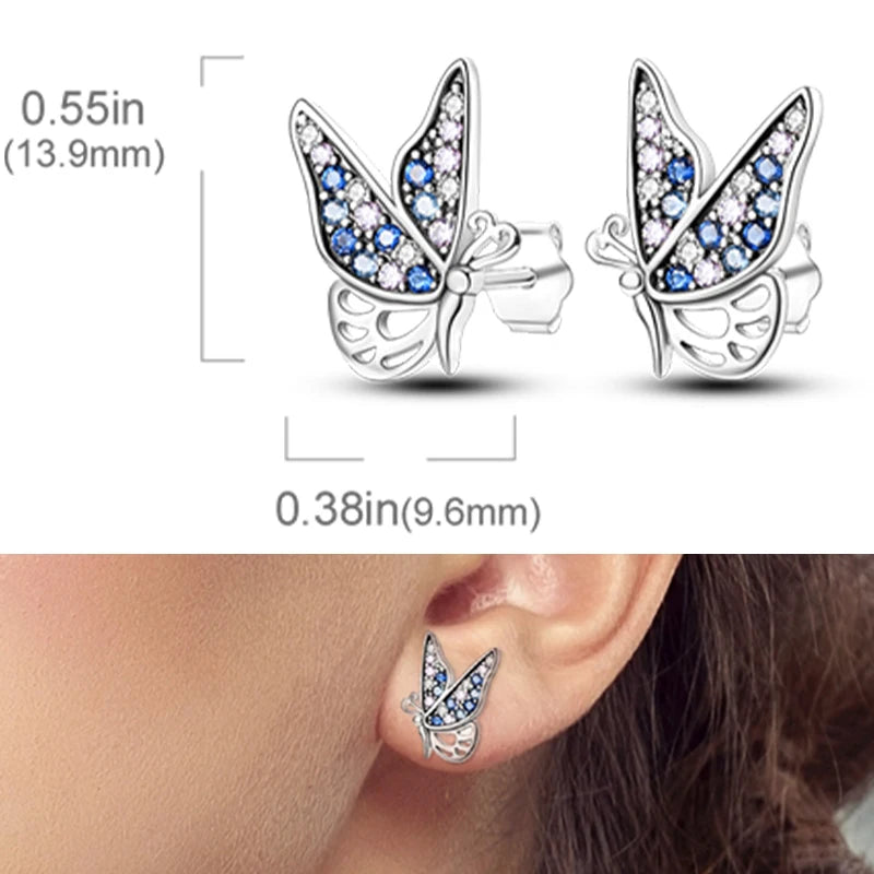 Earrings 925 Sterling Silver Stud Earrings Unicorn Star Zircon Stud Hoop Earrings For Women Girls Lovely Fashion Jewelry Gift