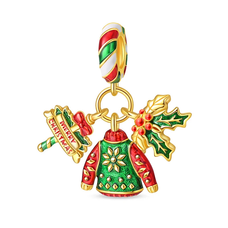 New 925 Silver Santa Claus Elk Socks Christmas Charms Beads Fit 3mm 925 Original Bracelets DIY Party Jewelry Festival Gifts