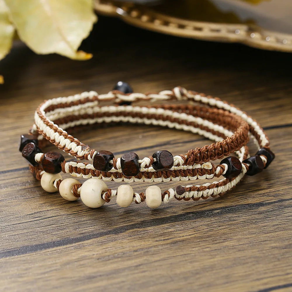 1PC Vintage Male Tribal Coconut Shell Wooden Beaded Bracelet for Men Lava Stone Bracelet Man Jewelry Gift for Him