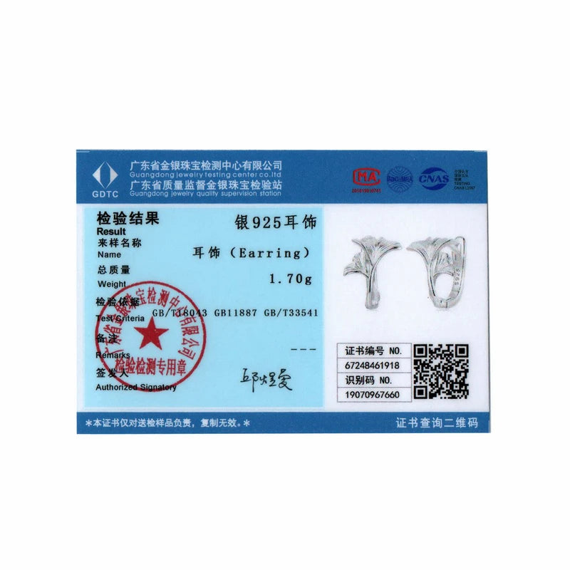 Boucles d'oreilles créoles en argent sterling 925 en forme de feuille de ginkgo plaqué or blanc pour fille, bijoux de mariage romantique, cadeau d'automne