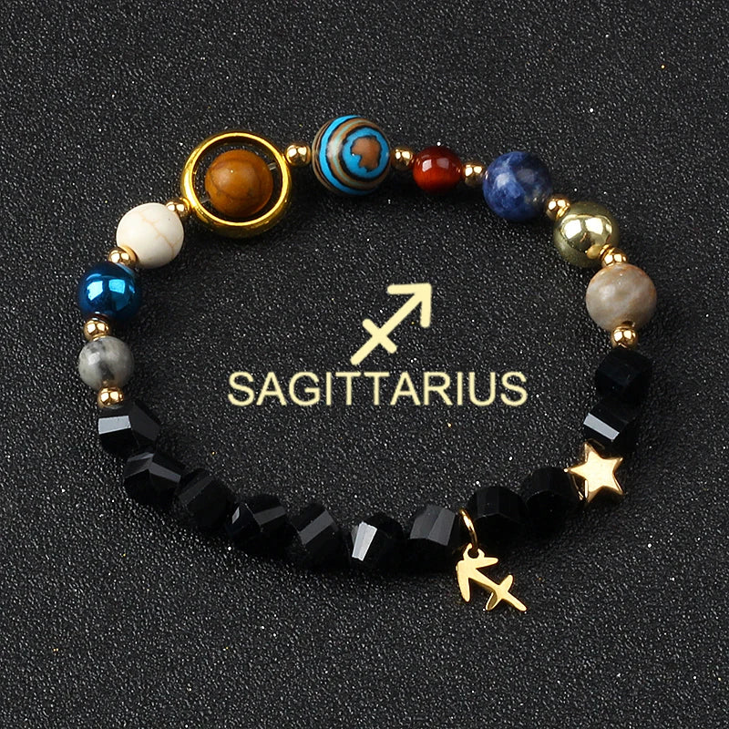 Universe Galaxy Eight Planets 12 Constellation Bracelets for Women Natural Stone Solar System Bracelets Libra Virgo Leo Jewelry - Madeinsea©