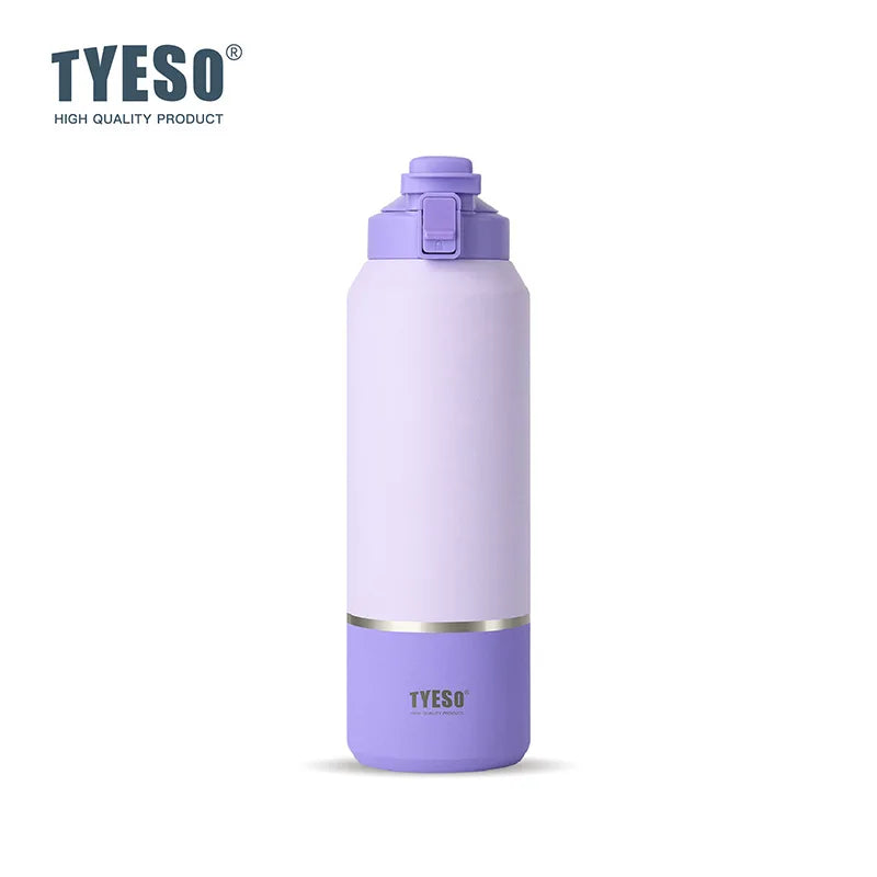 Tyeso Large Capacity Stainless Steel Insulated Water Bottle 24H Hot/Cold Retention Travel Mug with Handle Outdoor Sports Thermos